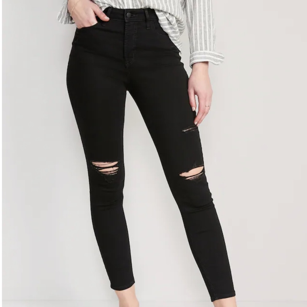 OLD NAVY women’s high rise rockstar super skinny jeans in black!